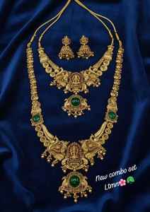 Super Quality Traditional South Indian Temple Bridal Jewelry Set <b>Gold</b> Plated Zircon Wedding Party <b>Antique</b> Goddess Design Ethnic - Product Image 2