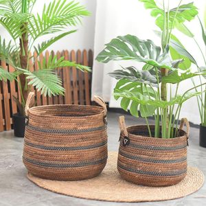 Cesta de almacenamiento tejida de algas marinas, cesto de paja para la colada, juguete y Manta, organizador de mimbre, cesta, maceta para árbol, almohadas, ropa sucia - Product Image 3