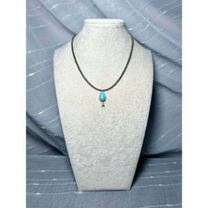 Collier George Rios en turquoise Blue Ridge et argent sterling avec technologie d'incrustation en forme de goutte d'eau - Product Image 3
