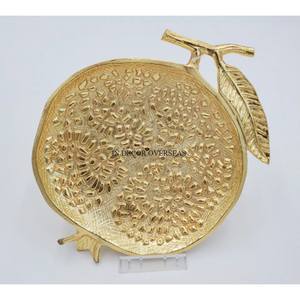 Cuenco decorativo para pájaros sentados de aluminio chapado en oro de alta calidad, diseño de hojas irregulares para servir para decoración del hogar, Material de Metal - Product Image 2