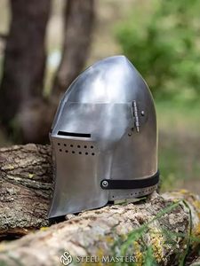 Auténtico casco de caballero medieval Bascinet | Traje de armadura de acero para SCA y juego de rol | Acabado plateado de tamaño adulto - Product Image 5