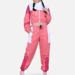 Conjunto de chándal en blanco de la mejor calidad, diseño personalizado, traje de jogging con cremallera completa de algodón para mujer, chándal liso, color de bloque - Product Image 3