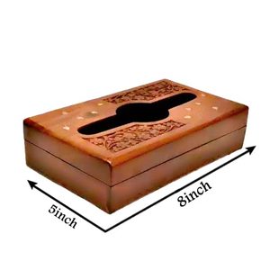 Rectangular Wooden Tissue Holder Box For Car Dashboard Elegant Wooden Tissue Box With <b>Mother</b> Of Pearl Work by CRAFT ZONE EXPORT - Product Image 3