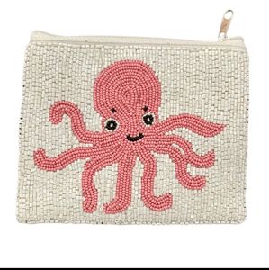 Country Girl Seed Beaded Coin Pouch Makeup Bag Cute <b>Mini</b> <b>Canvas</b> Purse with Zippered Closure Patterned Lovely Embroidered Style - Product Image 3