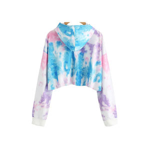 Wholesale 100% Cotton Women's Pullover <b>Hoodie</b> Custom Graphic <b>Christmas</b> Cup Flash Tie Dye Design Rhinestone Crochet Crop Washed - Product Image 2