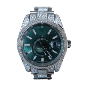Montre de luxe de marque supérieure, mécanique, sertie de diamants et de moissanite, bracelet en cuir, cadran analogique, verre cristal, épaisseur 5 mm, unisexe - Product Image 1
