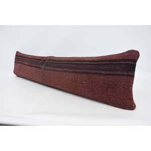 Oreiller Kantha en laine marron 12x48 pouces Technique tissée de conception à motifs vintage rustique - Product Image 4