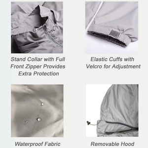 Chaqueta cortavientos para exteriores con capucha vintage personalizada, chaqueta deportiva informal con cremallera impermeable para hombre - Product Image 6