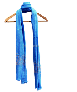 Chal tejido a mano con diamantes de imitación, azul real, indio, Cachemira, suave, de lana de oveja, estola, bufanda para hombre - Product Image 2