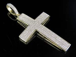 Pendentif croix en diamant scintillant Moissanite de qualité supérieure plaqué or religieux Hip Hop entièrement glacé coupe ronde pour hommes - Product Image 2