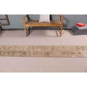 Alfombra Turca Vintage de Lana Marrón, 1.5x10.7 pies - Product Image 2