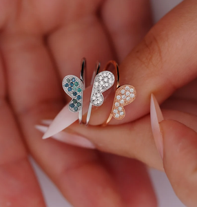 Bague plaquée en argent sterling 925 massif bague papillon diamant bleu naturel bague papillon détachable pour bijoux de mode pour femmes - Product Image 5