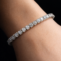 Pulsera de Tenis JJ BRAVO de Oro Blanco Sólido de 14K con Baño de Rodio, Diamantes Cultivados en Laboratorio de 4mm y 10.29Ct, 18cm, Joyería Fina Clásica Unisex