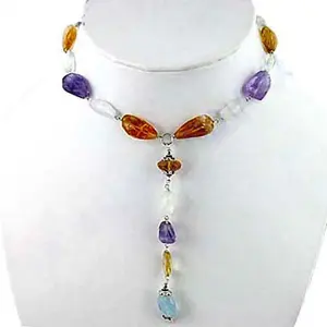 "Handmade Turquoise Beaded <b>Statement</b> <b>Necklace</b> for Women's Occasions" - Product Image 1