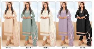 Salwar Kameez Formal para Mujer en Algodón Cambray Puro con Bordado Multihilo de Lentejuelas de 3mm, Secado Rápido, Semi-Confeccionado - Product Image 5