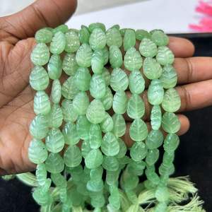 Monalisa Aventurine Verte Courbée en Verre 10-14mm Sculpté Ovale Grade AA Perles de Pierres Précieuses Brin - Product Image 3