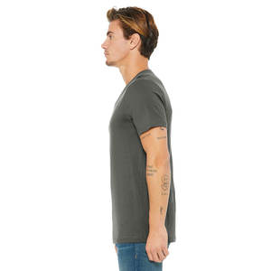 Camiseta de verano de algodón puro con cuello en V para hombre, camiseta de manga corta con logotipo personalizado, camiseta de Color sólido a la moda - Product Image 3