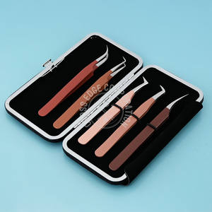 High Quality Fiber Tip Eyelash Extension Tweezer 90 degree Volume Fan Nude Color Precision Individual Lash <b>Tool</b> - Product Image 1