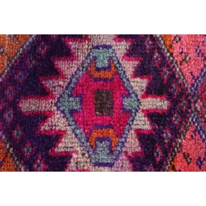 Tapis Herki vintage 1,8x2 pi (55x61 cm), tapis turc géométrique violet - Product Image 4