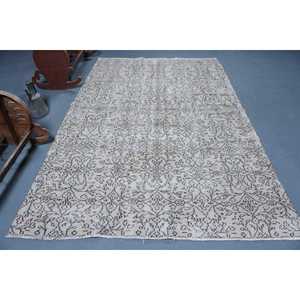 Tapis turc vintage, grand tapis de 5,8 x 8,7 pieds, tapis persan blanc - Product Image 1