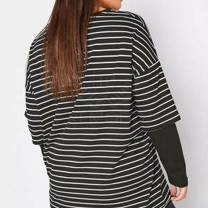 Camiseta de doble capa para mujer Camiseta de doble capa de último diseño Impresión de logotipo personalizado Camiseta de doble capa de algodón y poliéster para mujer - Product Image 2