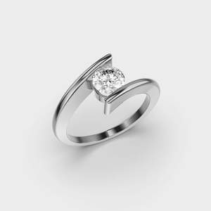 Conjunto de tensión Compromiso Wisted Band 6,5mm Corte redondo Lab Grown Diamond Delicado anillo de Boda nupcial Día DE LA MUJER - Product Image 3