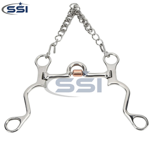Carved Stainless Steel Pelham Bit with Copper Inlay Customizable Color Design & Logo Exquisite Equestrian Performance Bit - Product Image 2