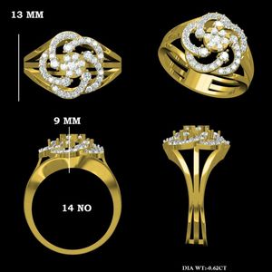 แหวนเพชรทรงดอกไม้ ทอง 14K/18K สำหรับผู้หญิง - Product Image 2