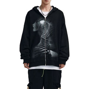 Sudadera con capucha y cremallera completa personalizada para hombre al por mayor de fábrica con diseño vintage serigrafía servicio OEM disponible - Product Image 1