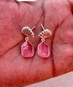 925 <b>Sterling</b> <b>Silver</b> Pink Tourmaline Handmade <b>Earring</b> , Beautiful <b>Women</b> <b>Earring</b> , Pink Stone Handmade <b>Women</b> Jewelry - Product Image 3
