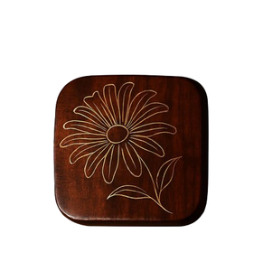 Posavasos de Madera para Mesa de Hogar, Posavasos Cuadrados de Madera Natural, Posavasos de Madera Quemada, Manteles y Protectores de Mesa de Cocina de Nogal - Product Image 5