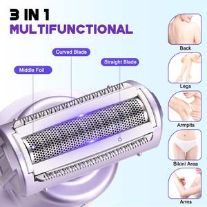 Rasoir et épilateur électrique 3-en-1 pour femme, tondeuse bikini, étanche IPX7, chargement USB avec écran LED, double lame - Product Image 5