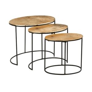 โต๊ะข้างอลูมิเนียมและเหล็กดีไซน์รูปไข่พร้อมพื้นผิวปอกระเจาสําหรับห้องนั่งเล่นและห้องนอน - Product Image 1