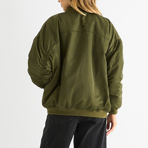 Custom Made 100% <b>Wool</b> Windbreaker Varsity Jacket for Women High Quality Chenille Embroidery Patches Sheep Skin Detail Cotton - Product Image 3