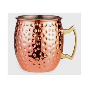 Tasse mule de Moscou en cuivre pur personnalisé de qualité supérieure Tasses mules de voyage de forme ronde martelées solides par le fournisseur indien - Product Image 1