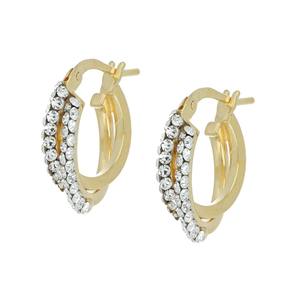 Pendientes de Aro Del Pia Srl al por Mayor, Alta Calidad, Dea Horta, Oro Amarillo, Cristales Blancos, 10mm, Chapado en Oro de 18K, Plata 925, Regalo - Product Image 1