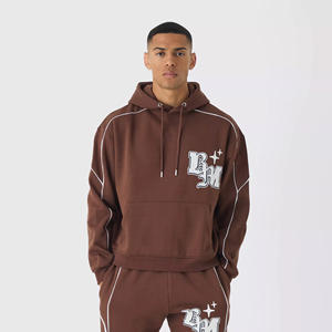 Mejor Venta de invierno Plus Size Chocolate Boxy Chándal Hombres Venta al por mayor de encargo del logotipo de impresión Sudadera con capucha Jogger Sweatsuit Gym Active Wear - Product Image 3
