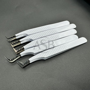 Noir blanc japonais durable en acier inoxydable diamant poignée Logo personnalisé pince à cils pince à épiler professionnelle Extension de cils - Product Image 3