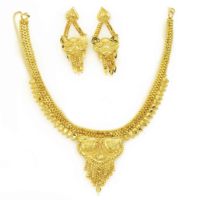 Colliers courts en or micronisé 14K 18K 24K, ensemble de bijoux au design traditionnel, ensemble de bijoux en laiton plaqué or micronisé, vente en gros
