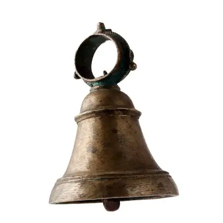 Campana de Puja de latón macizo indio hecha a mano para decoración del hogar, escultura de templo, figurita, campana, artículos de regalo SND-797