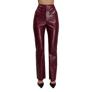 Latest XL Women's Mid Waist <b>Faux</b> <b>Brown</b> <b>Leather</b> Pants Casual Style Winter Pencil <b>Leggings</b> Flat Front Stretch Skinny Jeans - Product Image 1