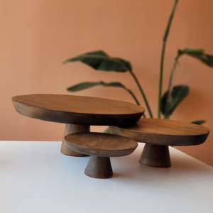 Plateau à gâteau floral en bois créatif Fabricant indien écologique Meilleur prix pour la décoration de fête et de mariage - Product Image 3