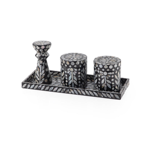 Ensemble de plateaux de service en nacre de haute qualité, fabriqués à la main, avec des pots, pièce décorative pour cadeau de Ramadan Eid en provenance du Vietnam - Product Image 1