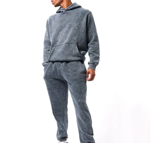 Sudaderas con capucha lavadas con ácido de dos piezas para hombre, chándal lavado con ácido Unisex personalizado, ropa deportiva Unisex, chándal - Product Image 1