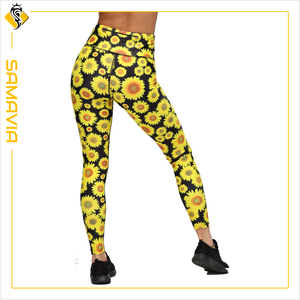 SAMAVIA Leggings actifs pour femmes taille haute Compression pantalons de Yoga serrés pour les entraînements de gymnastique course sport Fit fleur imprimer - Product Image 2