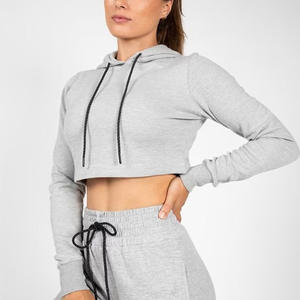 Sudaderas con Capucha Corta Personalizadas con Logotipo, Ropa de Mujer, 100% Algodón, Felpa, Sudadera Corta Holgada para Mujer - Product Image 2