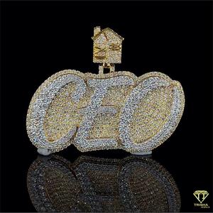 Pendentif glacé n'importe quel nom en argent 925 orné de diamants moissanite brillants pour le cadeau d'anniversaire cadeau unisexe - Product Image 2