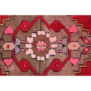 Tapis turc 1,6x3,2 pieds, tapis oriental en laine rouge brun vintage - Product Image 5