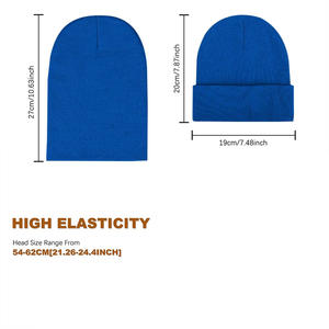 Bonnet d'hiver personnalisable 100 % acrylique, couleur unie, tricoté, avec logo brodé, unisexe, à revers, doux et chaud, pour homme - Product Image 6