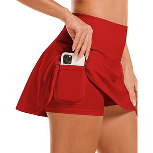 Shorts de tennis et de golf 2-en-1 personnalisés pour femmes, taille haute, légers, anti-humidité, protection UV, 100 % coton, vente en gros - Product Image 5
